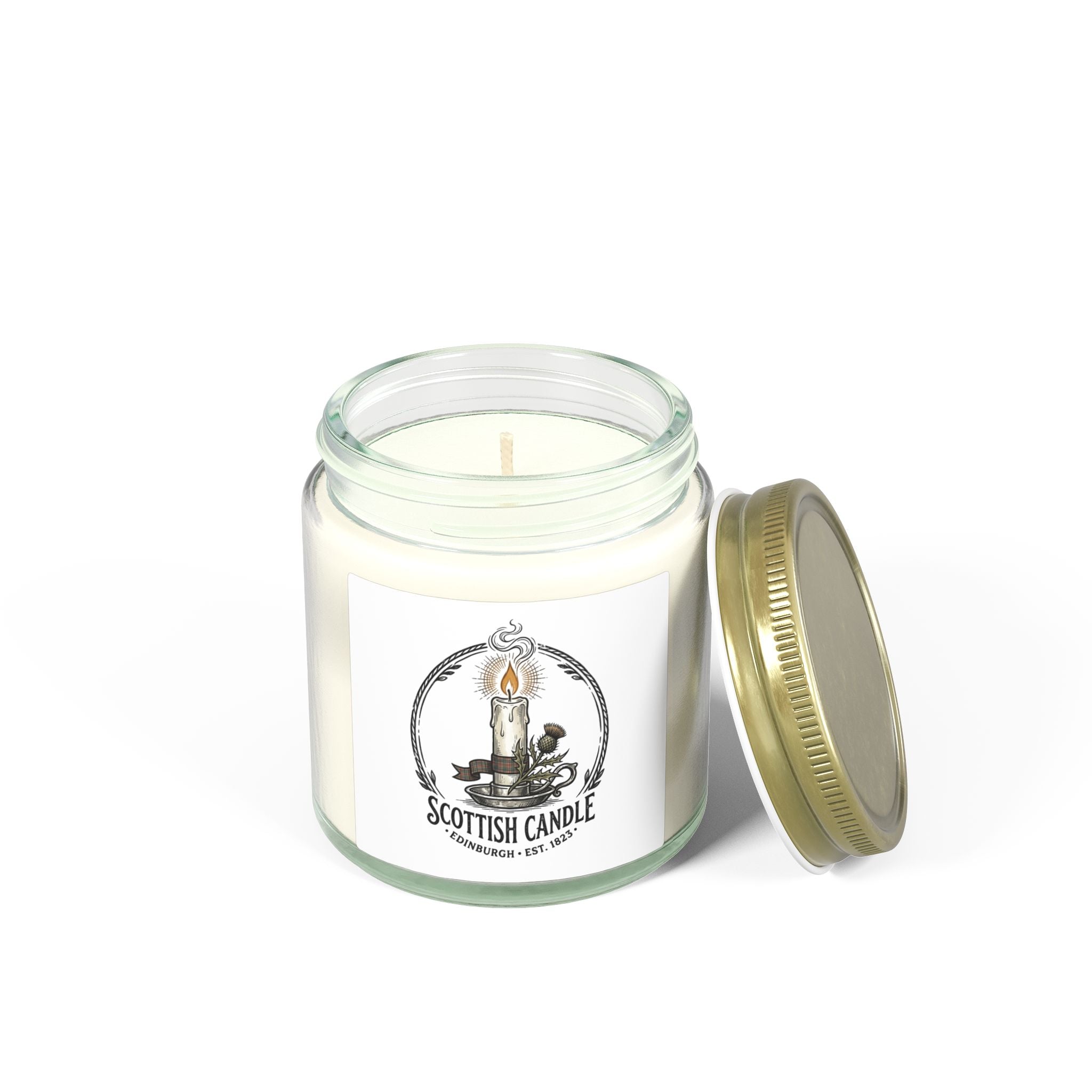Coconut Apricot Scented Candle (4oz & 9oz) — Natural Soy Wax, Scottish Candle Jar