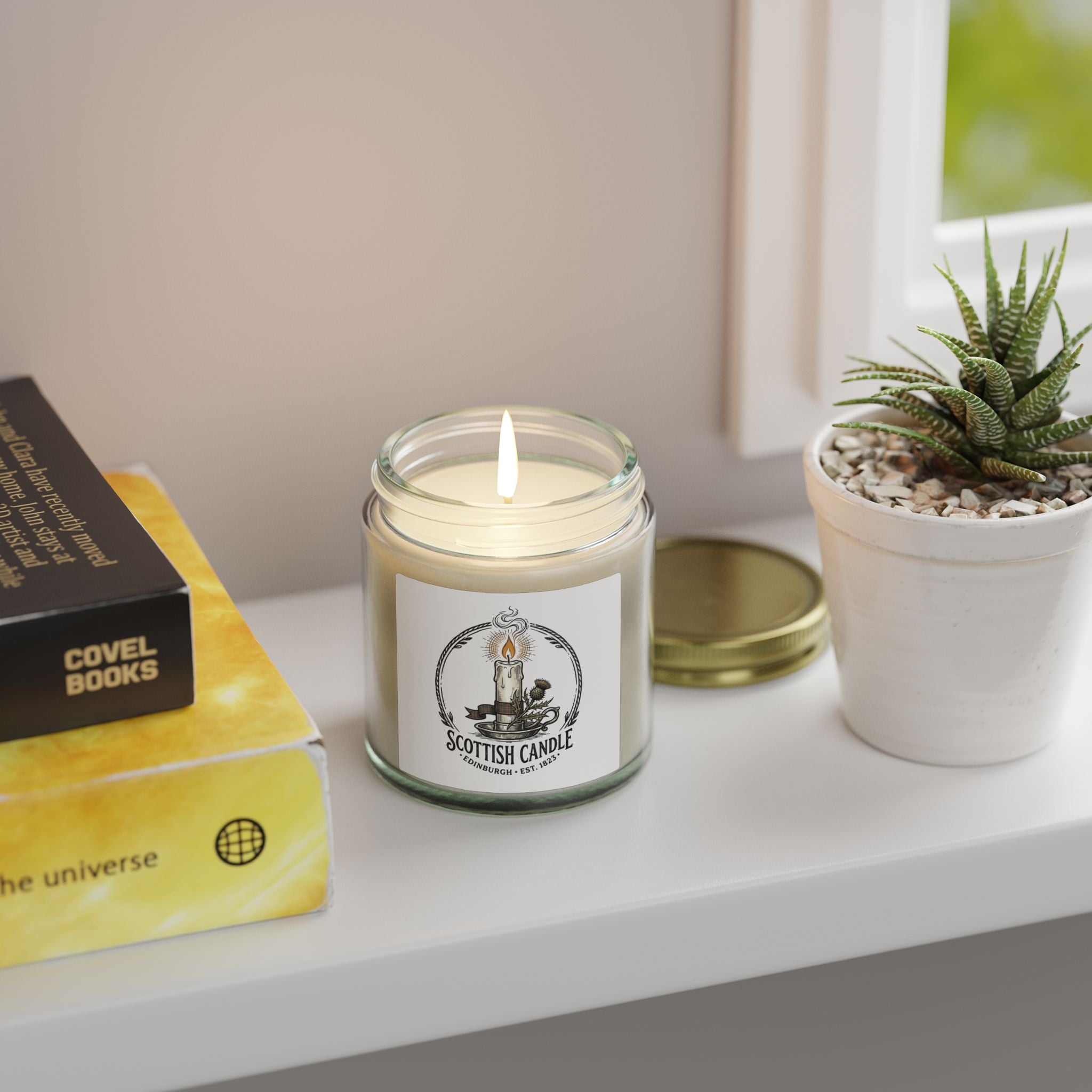 Coconut Apricot Scented Candle (4oz & 9oz) — Natural Soy Wax, Scottish Candle Jar