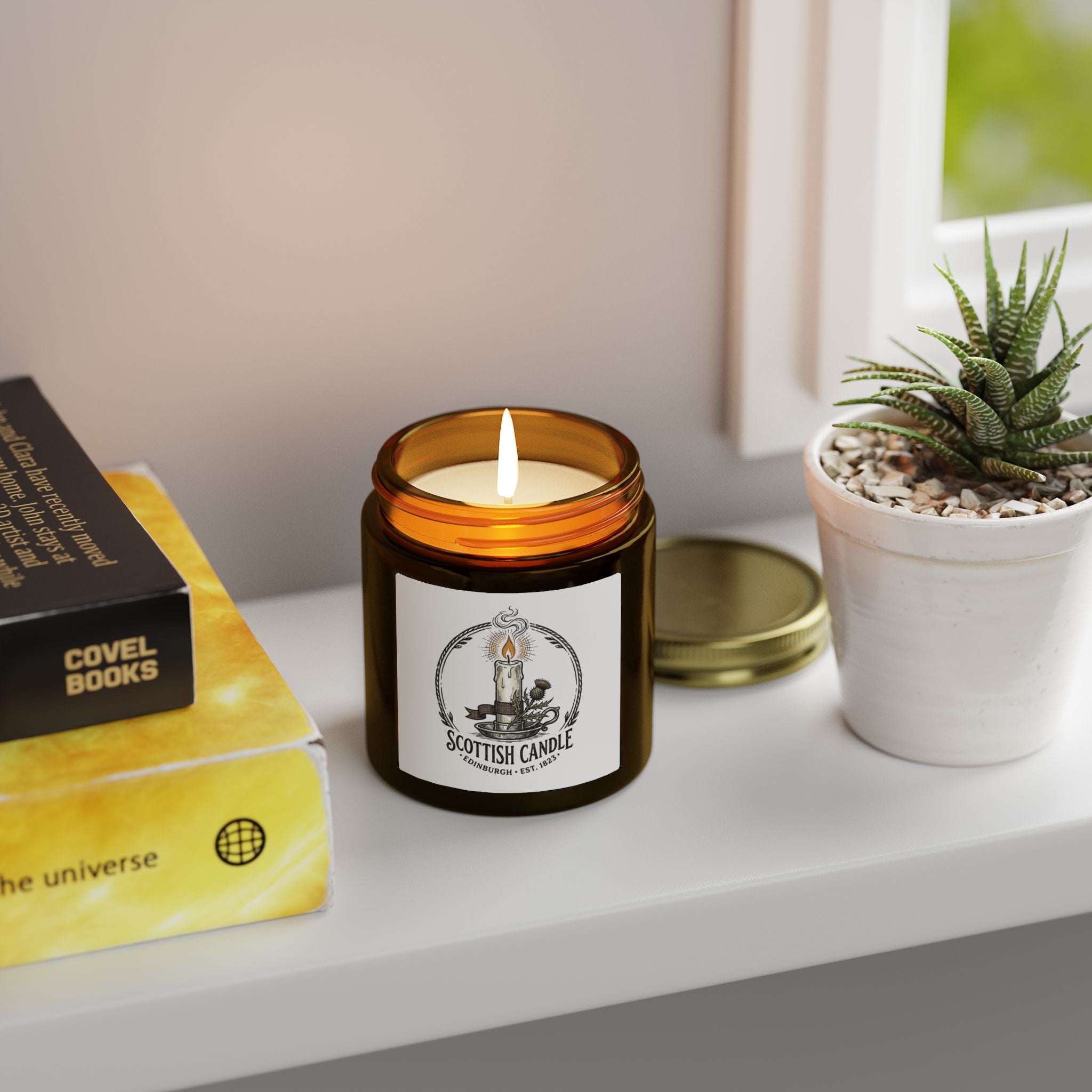 Coconut Apricot Scented Candle (4oz & 9oz) — Natural Soy Wax, Scottish Candle Jar