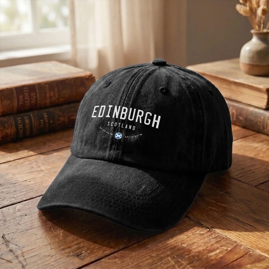 Soft Edinburgh Scotland United Kingdom Baseball Cap Unstructured for Men Women Distressed Denim Sun Cap UK Flag Travel Gift Hat