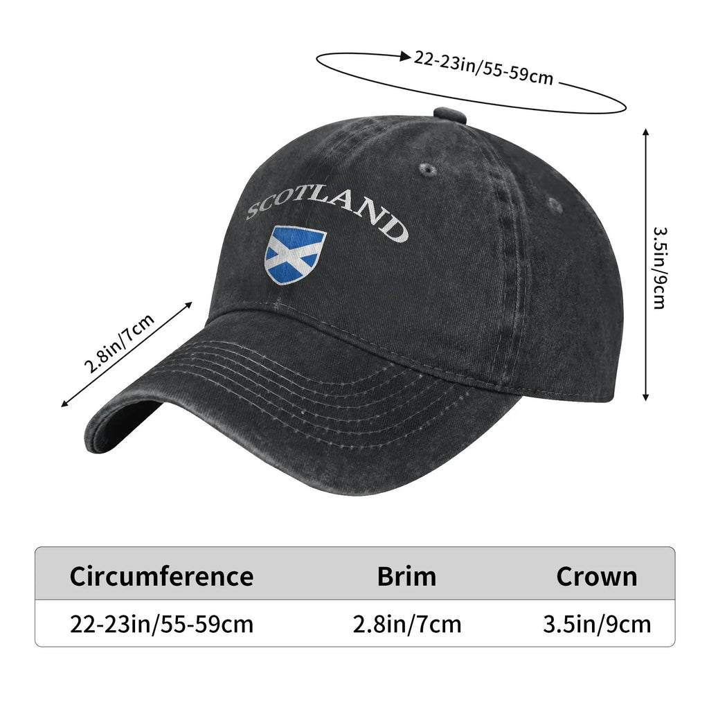 Scotland Flag - Scottish Football Soccer  Sun Baseball Cap  Stylish Female Male Washed Trucker Hat Sport Baseball Caps Gift