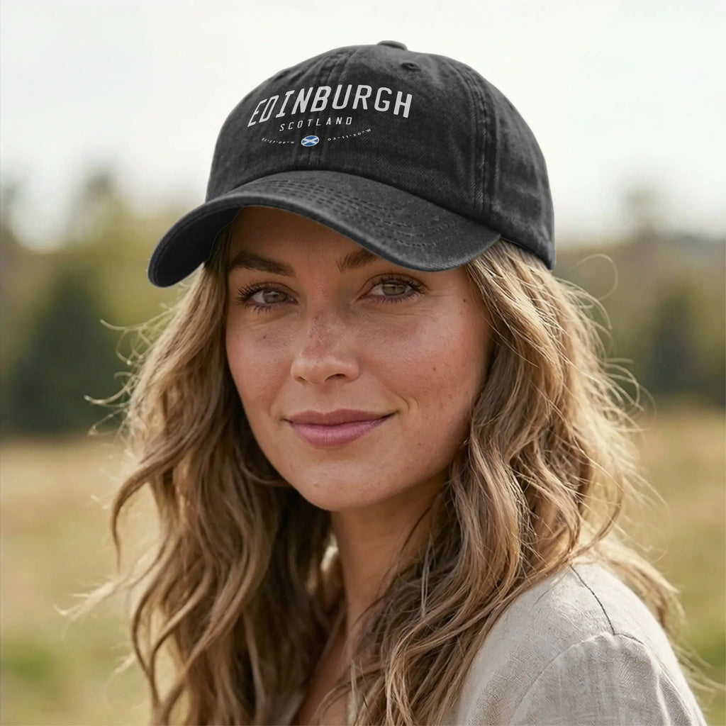 Soft Edinburgh Scotland United Kingdom Baseball Cap Unstructured for Men Women Distressed Denim Sun Cap UK Flag Travel Gift Hat