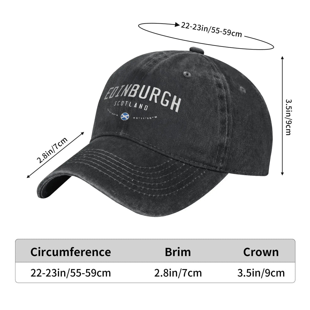 Soft Edinburgh Scotland United Kingdom Baseball Cap Unstructured for Men Women Distressed Denim Sun Cap UK Flag Travel Gift Hat