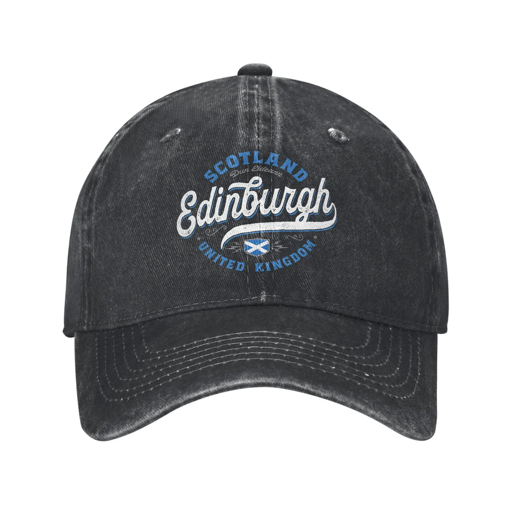 Soft Edinburgh Scotland United Kingdom Baseball Cap Unstructured for Men Women Distressed Denim Sun Cap UK Flag Travel Gift Hat