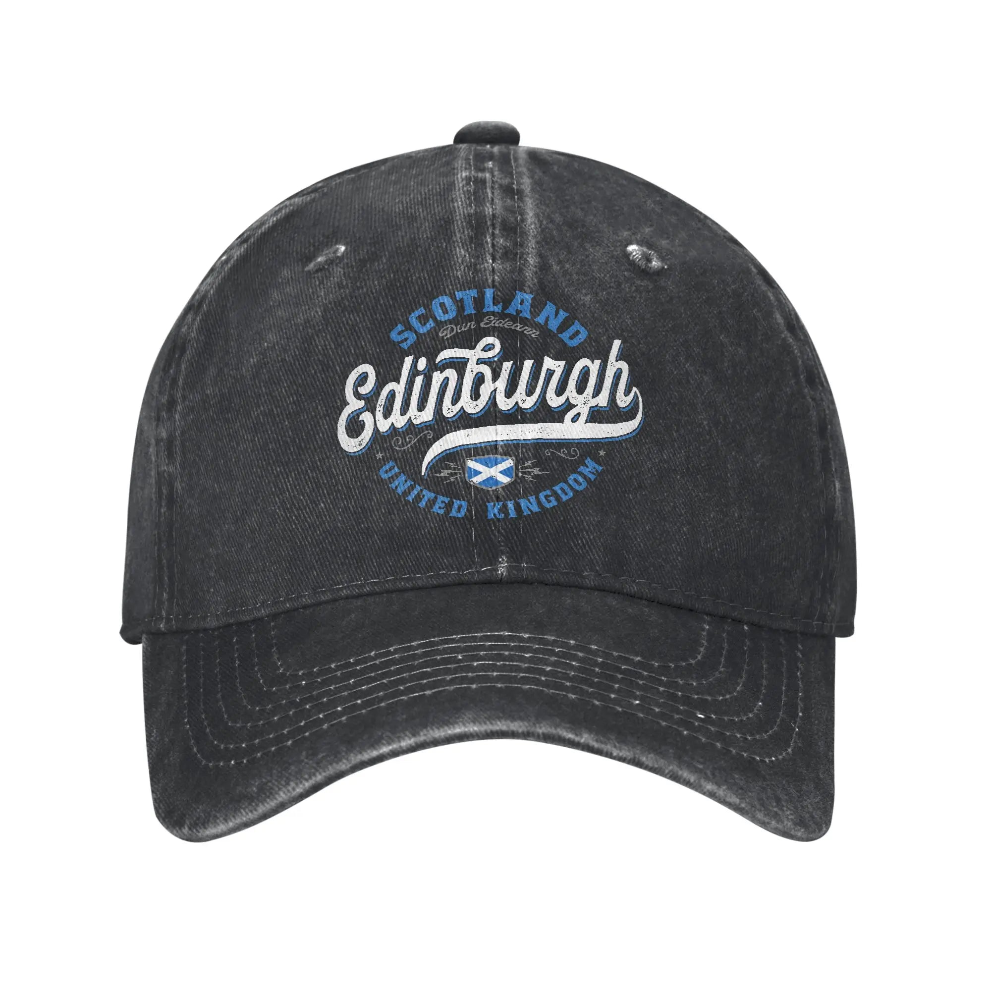 Soft Edinburgh Scotland United Kingdom Baseball Cap Unstructured for Men Women Distressed Denim Sun Cap UK Flag Travel Gift Hat