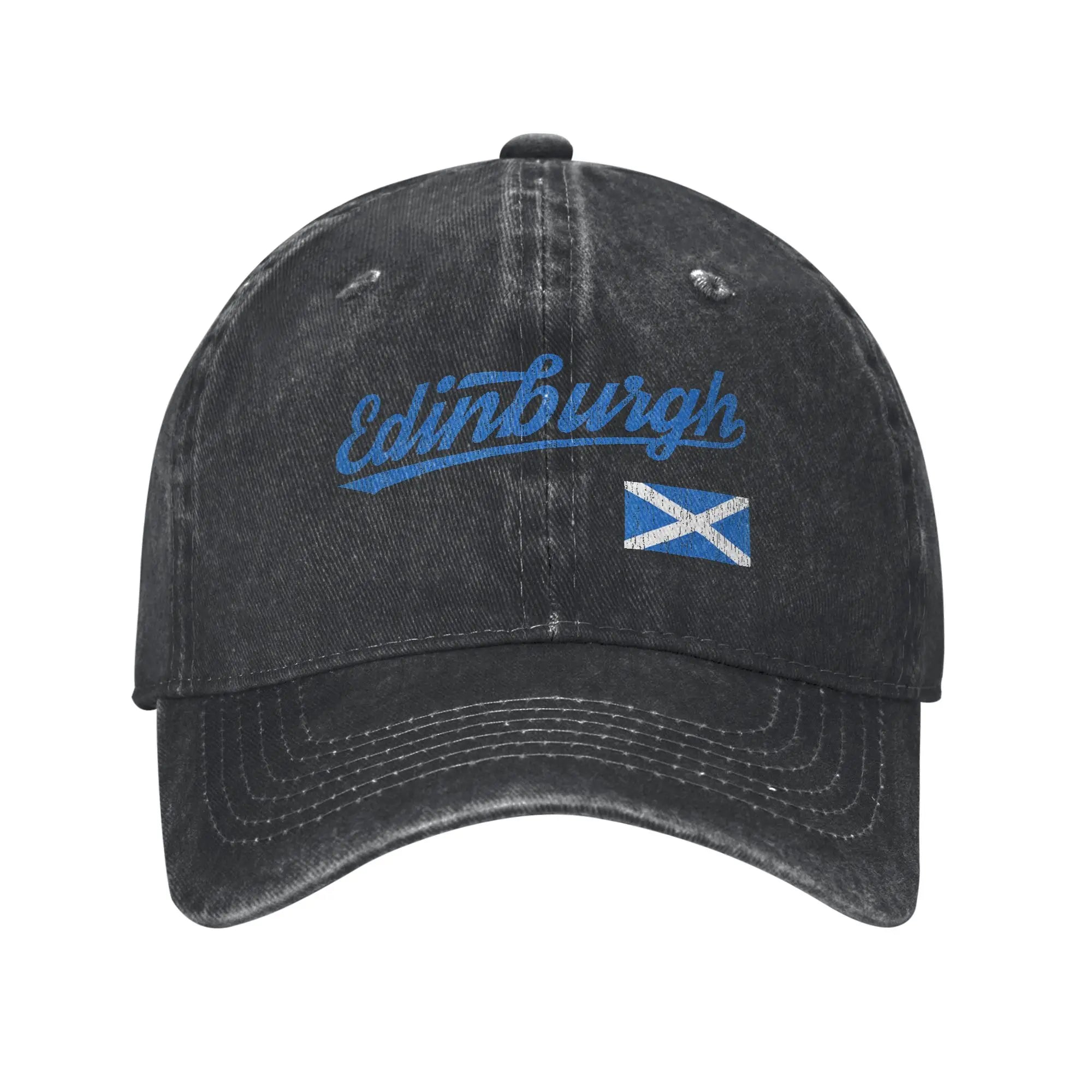 Soft Edinburgh Scotland United Kingdom Baseball Cap Unstructured for Men Women Distressed Denim Sun Cap UK Flag Travel Gift Hat
